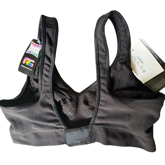 Bali Cool Comfort Black Retro Wirefree Bra Medium Stretch Fabric Comfort Flex Fi - Picture 10 of 10